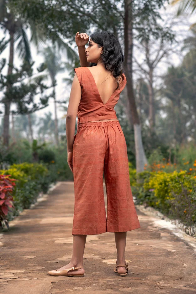 Brown bijili crop top sequence  + culottes