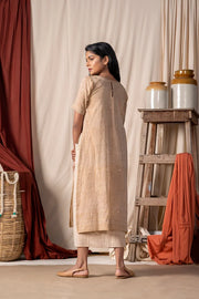 Brown jamdani + hald mugha dress set