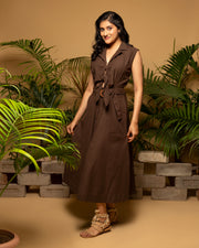 Brown Dress Front Tie