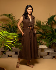 Brown Dress Front Tie