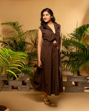 Brown Dress Front Tie