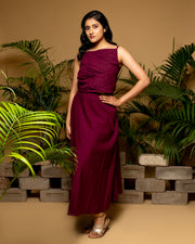 Maroon Black Skirt Set
