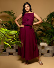 Maroon Black Skirt Set