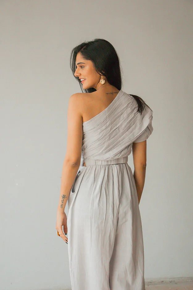 Grey One Shoulder Set