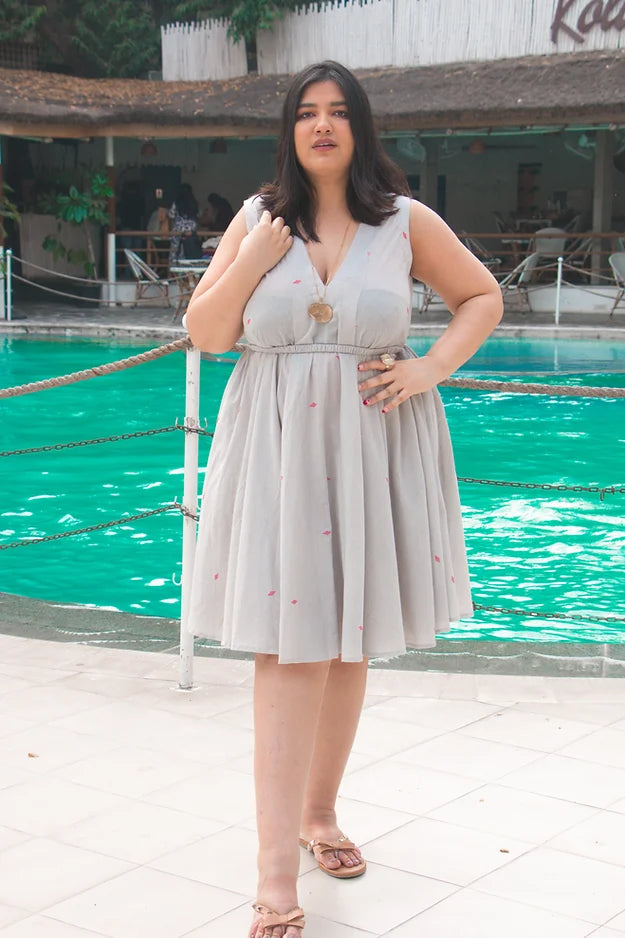Grey dobby work dress