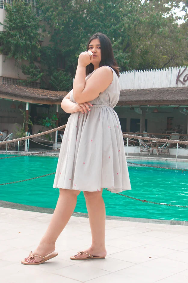 Grey dobby work dress