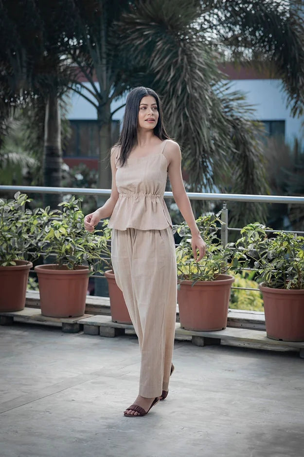 Half mugha pink loosewide  pants + Stringy top