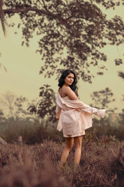 Khadi bhandar peach shorts + shirt