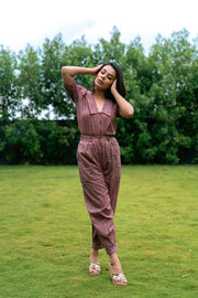 Mauve stripes cord set