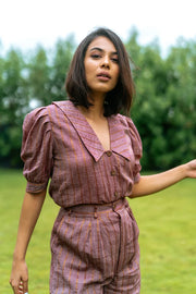 Mauve stripes cord set