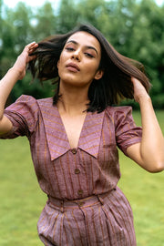 Mauve stripes cord set