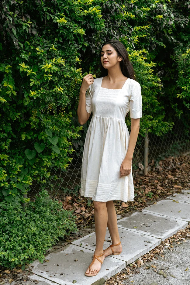 Off white anchoring dress back tie