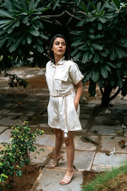 Stripe kora jumpsuit short with belt